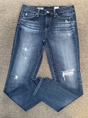AG Adriano Goldschmied Women's Indigo Distressed Skinny Jeans